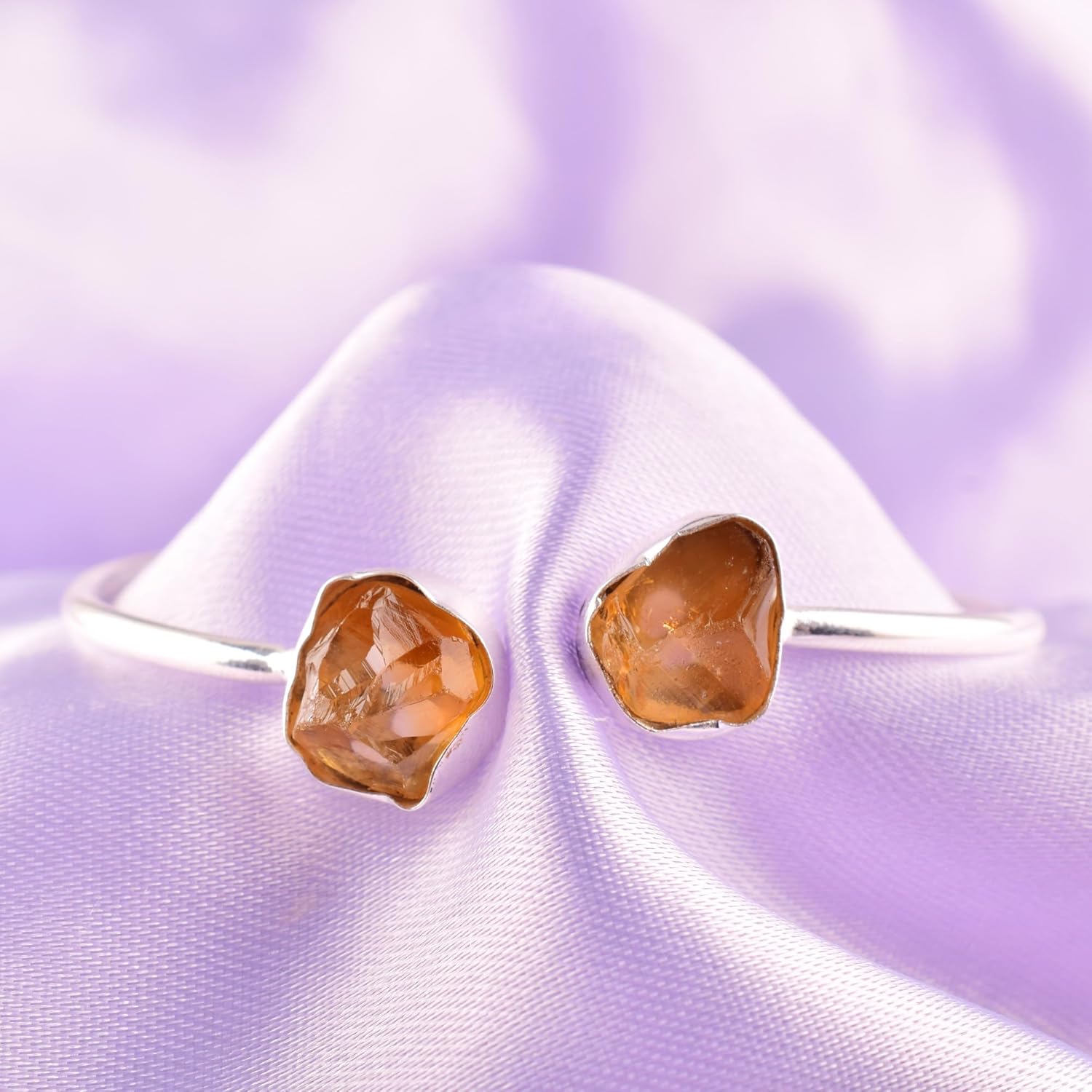 Natural Raw Citrine Cuff Bracelet, Healing Crystal Cuff Bracelet, Bangle Bracelet, Rough Gemstone Bracelet, Jewelry For Woman (citrine) - Image 4