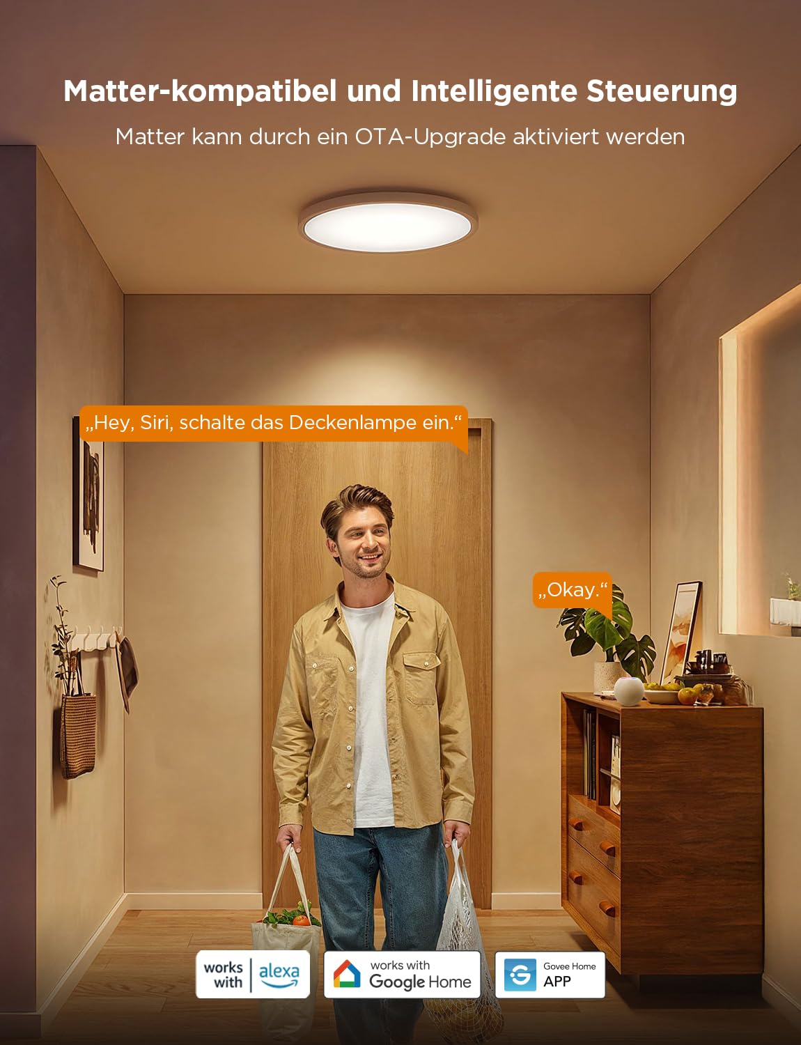 Govee Deckenleuchte RGBIC Smart 24W Ø30cm dimmbar LED Deckenlampe mit 16 Mio. DIY Farben kompatibel mit Alexa & Google Assistant