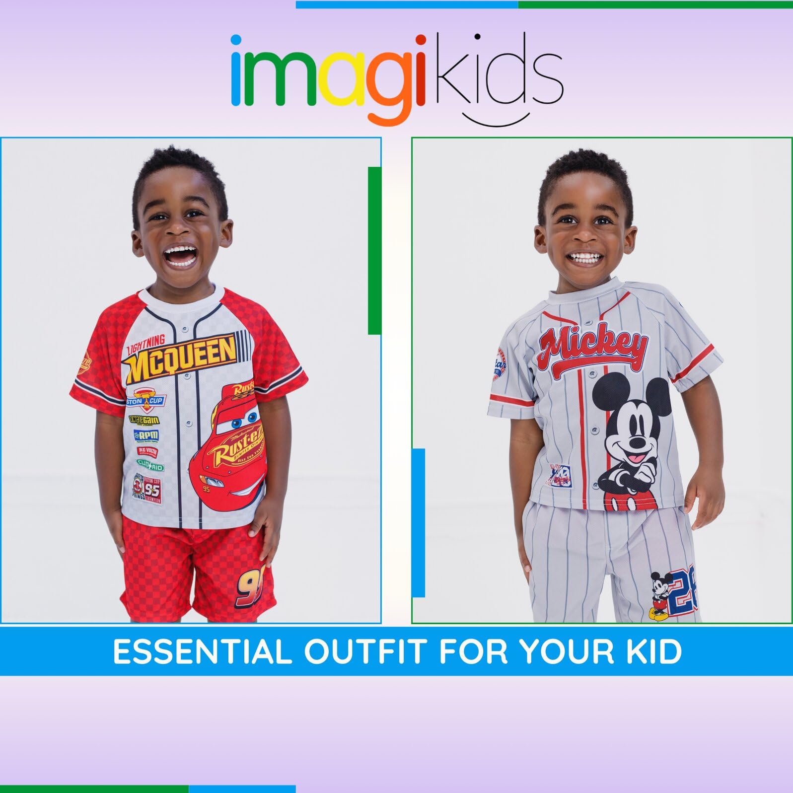 Disney Conjunto de camiseta y pantalones cortos de malla para bebés a niños grandes (12 meses - 10-12)