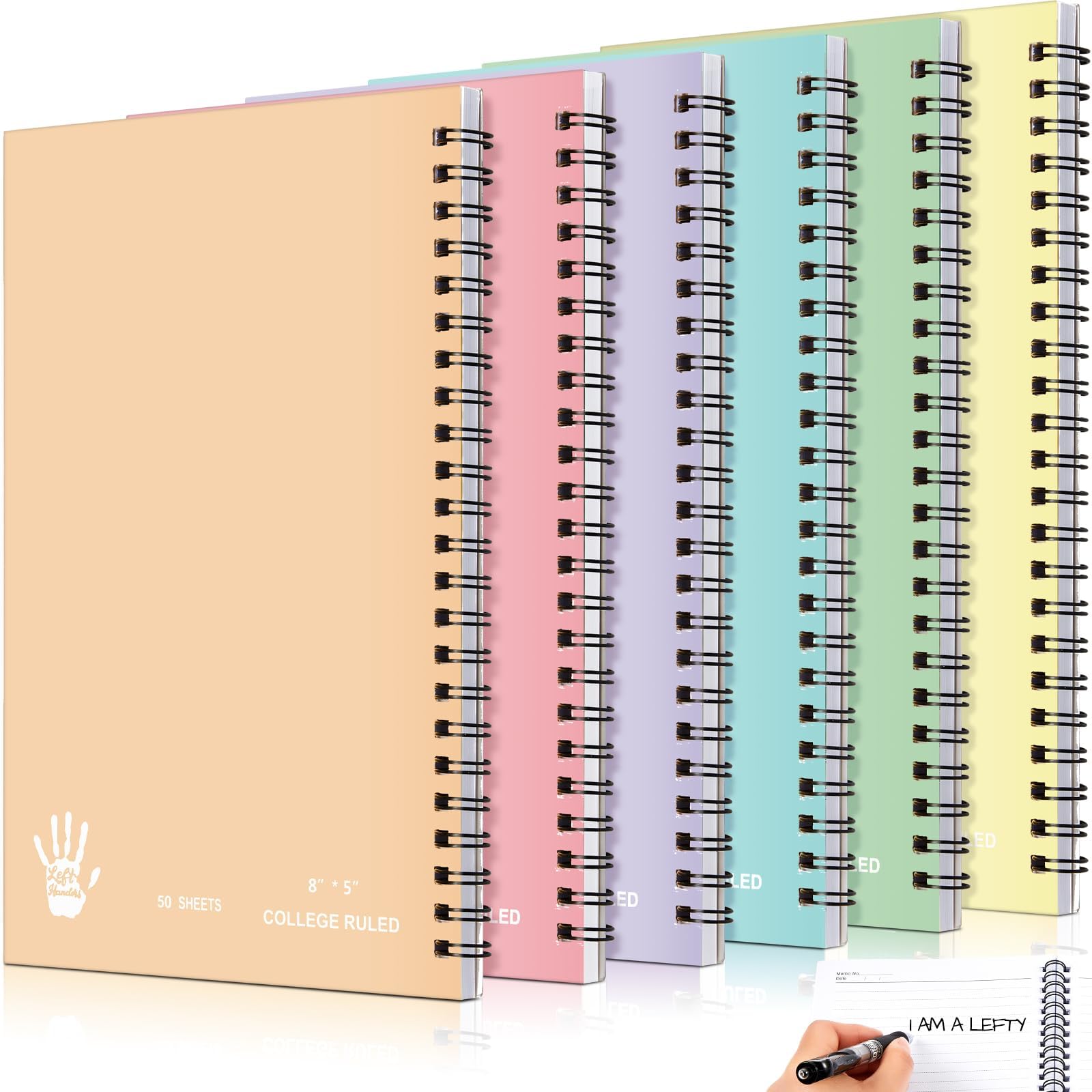 Lewtemi 6 Pack Small Left Handed Notebook 8"x5" Lefty