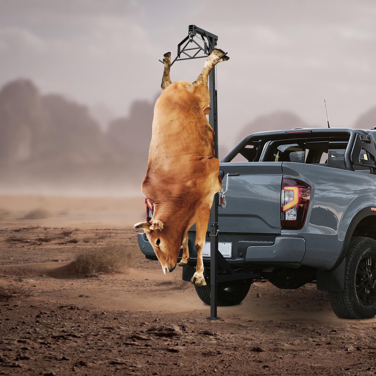 Hitch Mounted Lifting System Deer Hoist Hitch Game Hoist Hunting Hoist 600lbs, Adjustable Height and 360° Swivel, Deer Hoist for Truck Hitch Lifting Equipment for Factories Farms