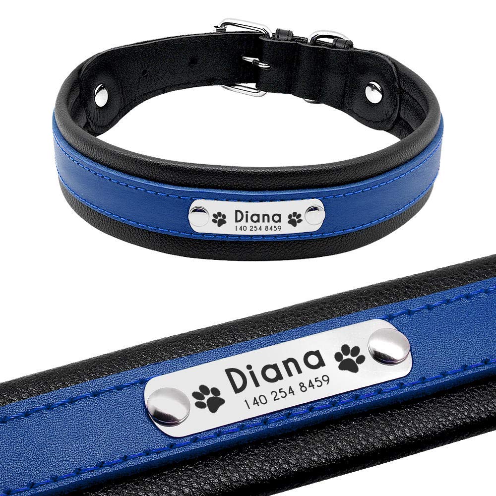 TypePersonalized Hundehalsband Leder Customized Engraved Pet Big Dog Bulldog Halsbänder Gepolstert für kleine mittelgroße Hunde -Brown_L