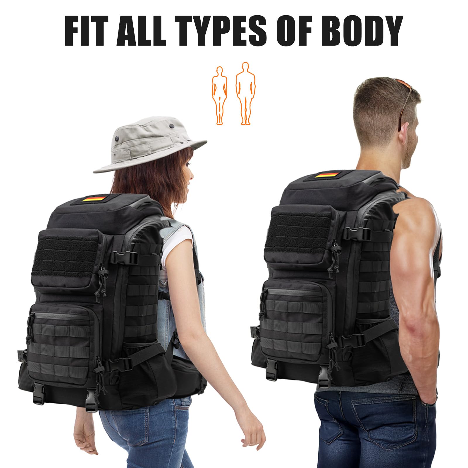 Jueachy Mochila Táctica EDC para Hombre: Mochila Militar de Asalto de 30 Litros con Sistema MOLLE Ideal para Senderismo Gimnasio Trabajo y Desplazamientos Diarios
