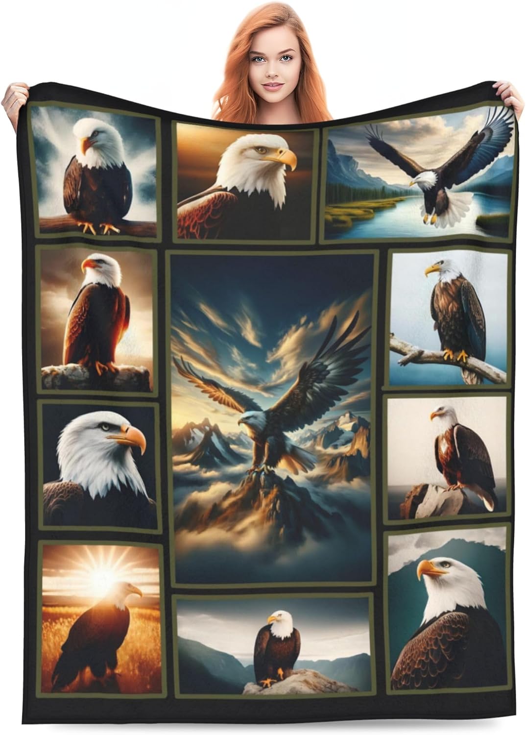 Eagle Blanket Gifts for Kids Women and Men Soft Warm Lightweight Cozy Flying Eagles Animal Throw Blankets for Bed Living Room Sofa Couch Birthday Decor 50x60in