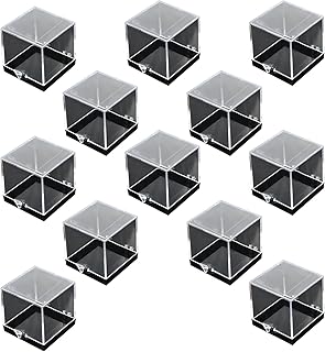 Pocoiau Paquete de 12 cajas expositoras transparentes delicadas para muestras y objetos pequeños, color negro