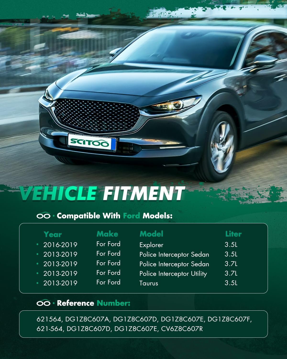 SCITOO Engine Radiator Cooling Fan Assembly Compatible for Ford 2016-2019 for Explorer 2013-2019 for Police Interceptor Sedan 3.7L 2013-2019 for Taurus 3.5L Replace 621564