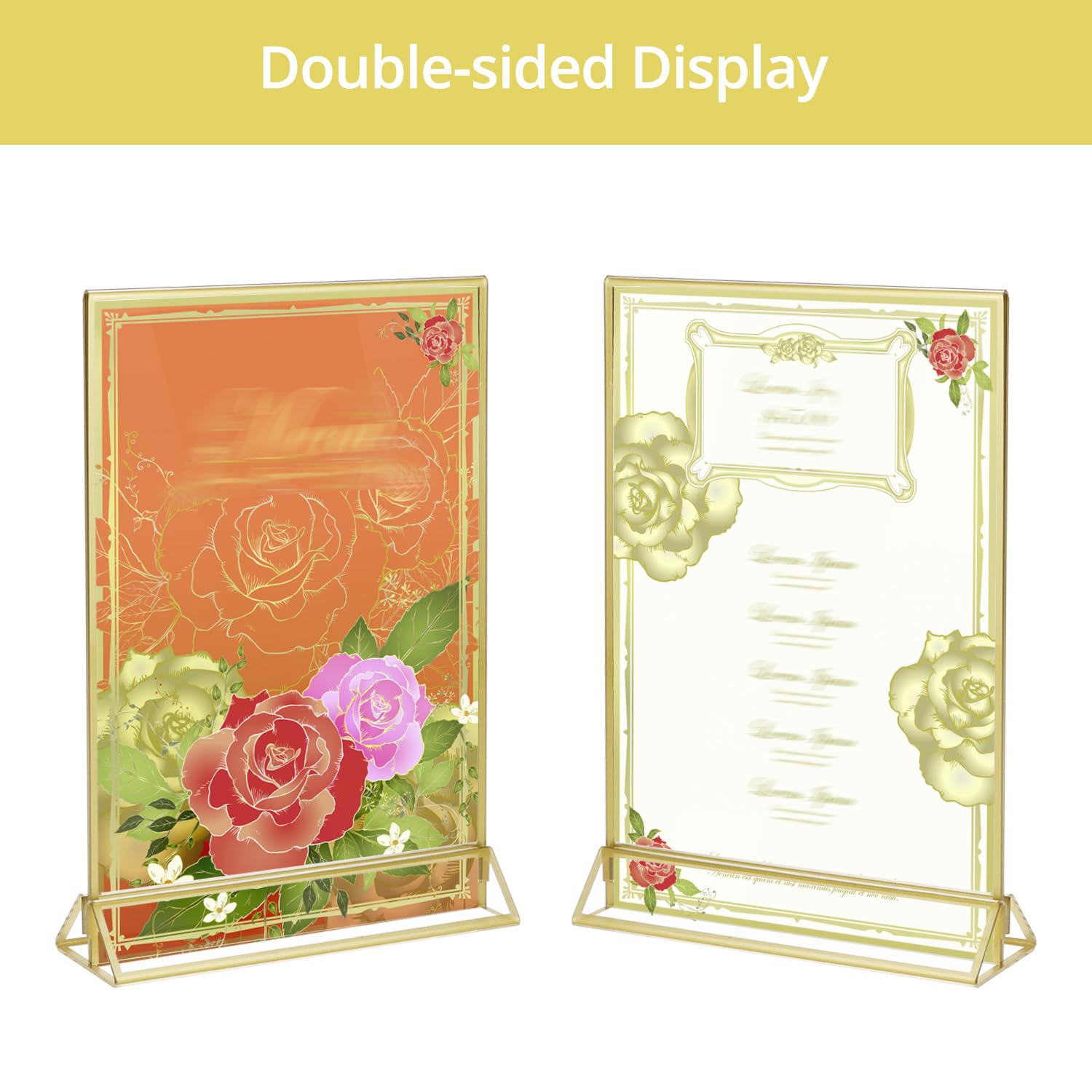 QWORK® 6 Pièces Cadres Photo Doré, Cadre Photo A5 en Acrylique, Porte-numéro de Table Double Face, pour Mariage, Restaurant