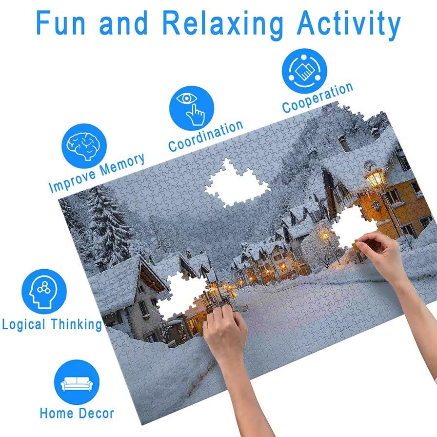 Zimowe puzzle 5000 elementów, drewniane puzzle świąteczne dla dorosłych, rozmiar: 156 x 105 cm, 5000 sztuk puzzle dla dorosłych, rodzinne gry edukacyjne, puzzle na prezent dla kobiet, wystrój domu