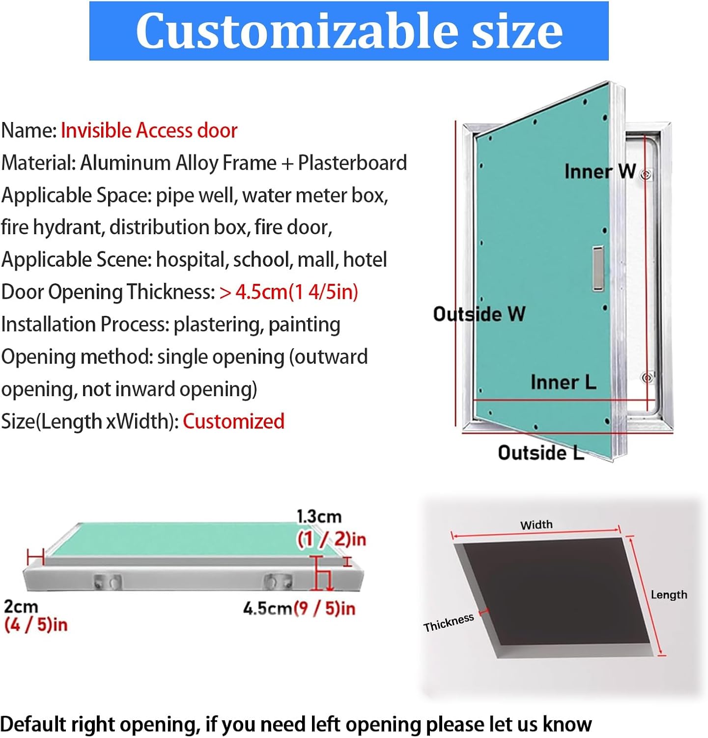 Lockable Stainless Steel Plumbing Access Panel - Customizable Inspection Cover with Keys for Bathroom, Kitchen, Outdoor BBQ Island - Durable, Weatherproof Access Door