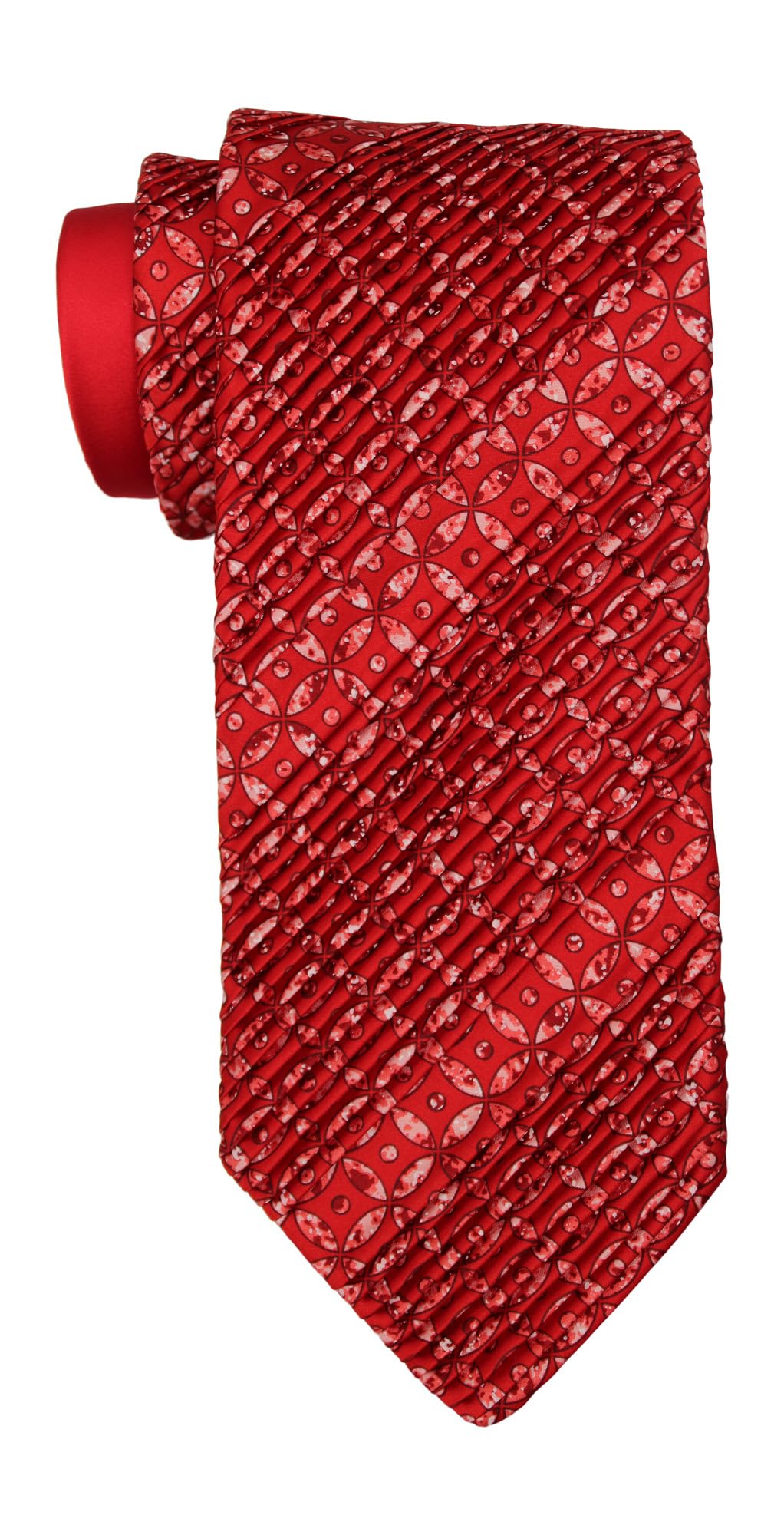 Italo Ferretti Satin-Krawatte, geometrisch, zweifarbig, plissiert, Rot