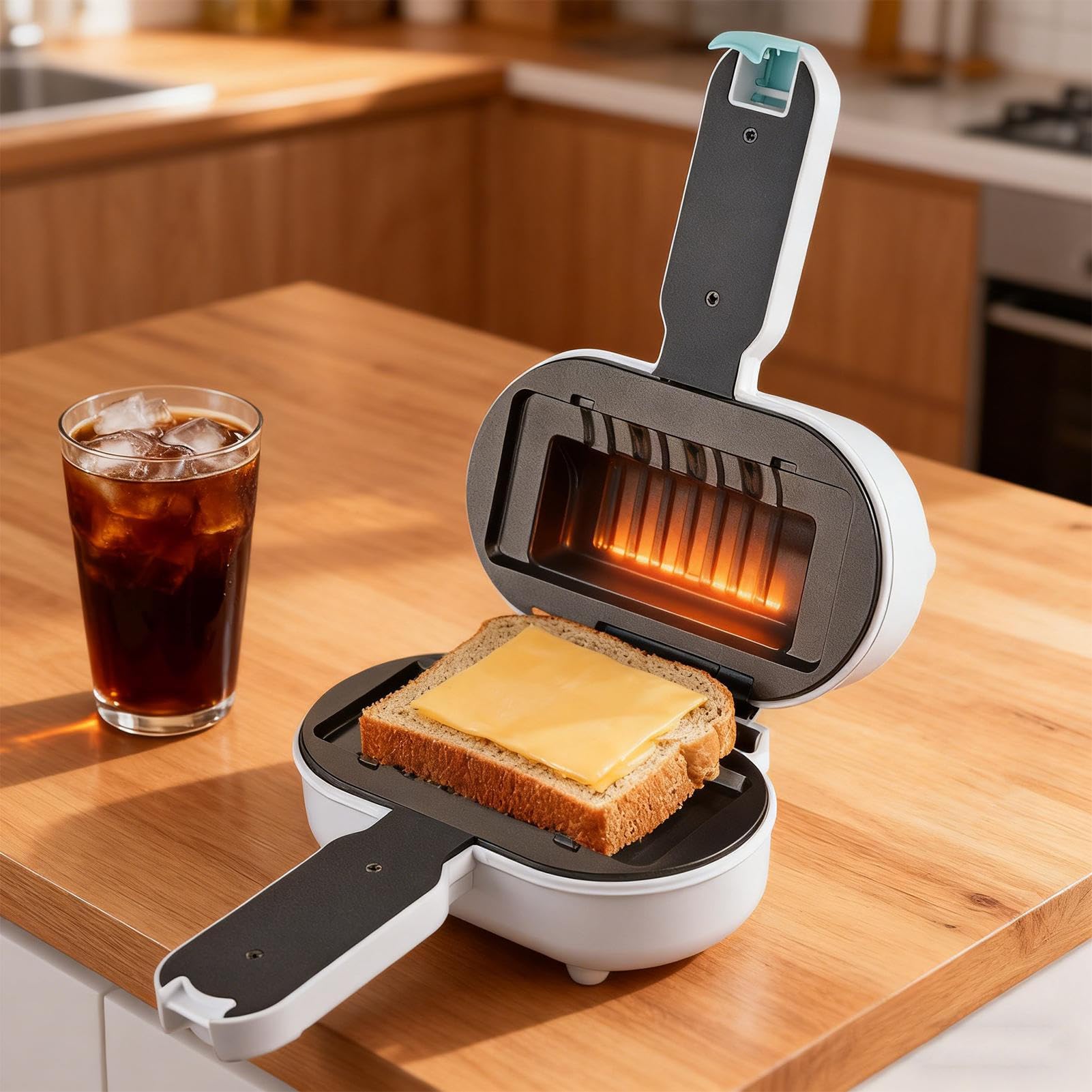 Sandwich | Elettrico 2 Fette | Waffle alla griglia,Per Cucina Appartamento Dormitorio Ristorante Cialda Formaggio Hamburger Colazione Cena