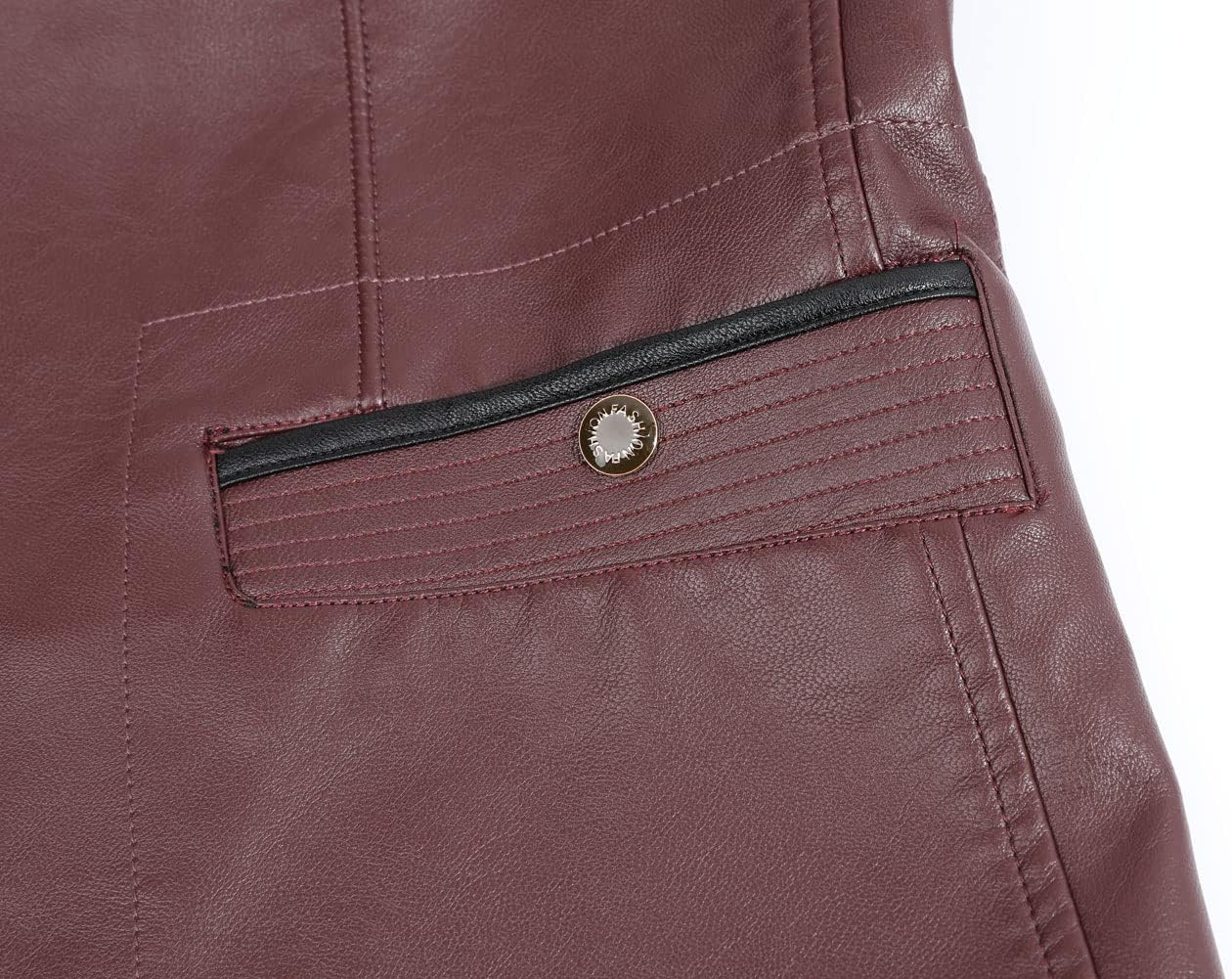 CHARTOU Men's Regular Fit Button Down Lined Business Lambskin Leather Jacket Blazer with Pockets - Image 5