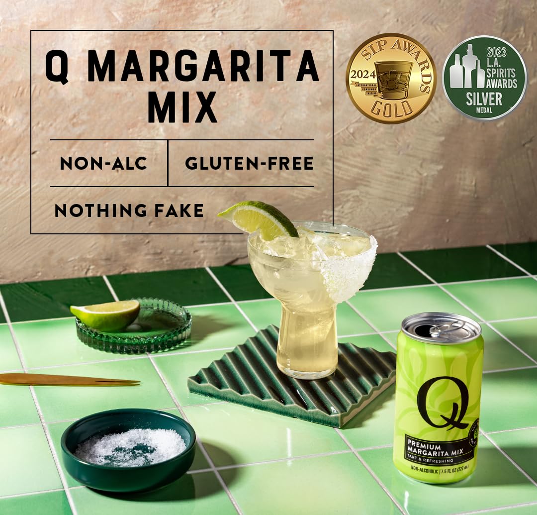Q MARGARITA MIX with Real Key Limes & Organic Agave - Ideal for Cocktails & Mocktails - Real Ingredients & Perfectly Balanced | 80 Calories per Serving | 7.5 Fl Oz Cans (Pack of 24)