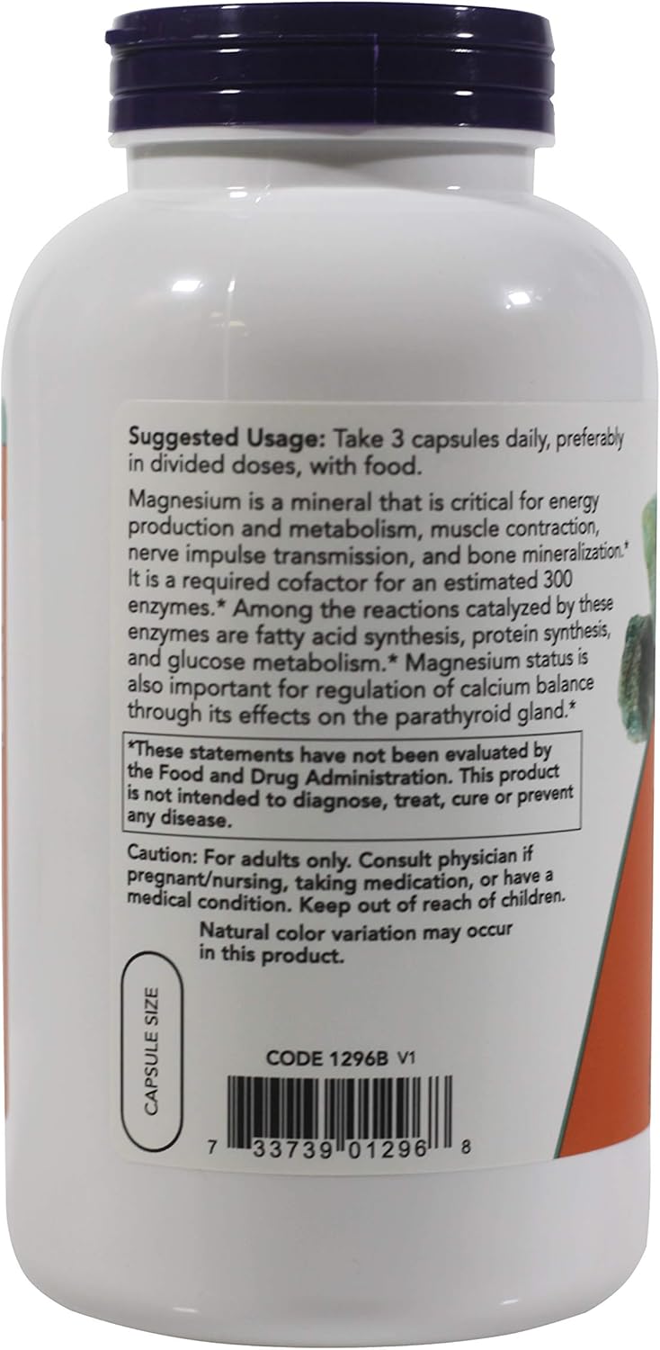NOW Magnesium Citrate, 400 Milligram 240 Veg Capsules : Health & Household