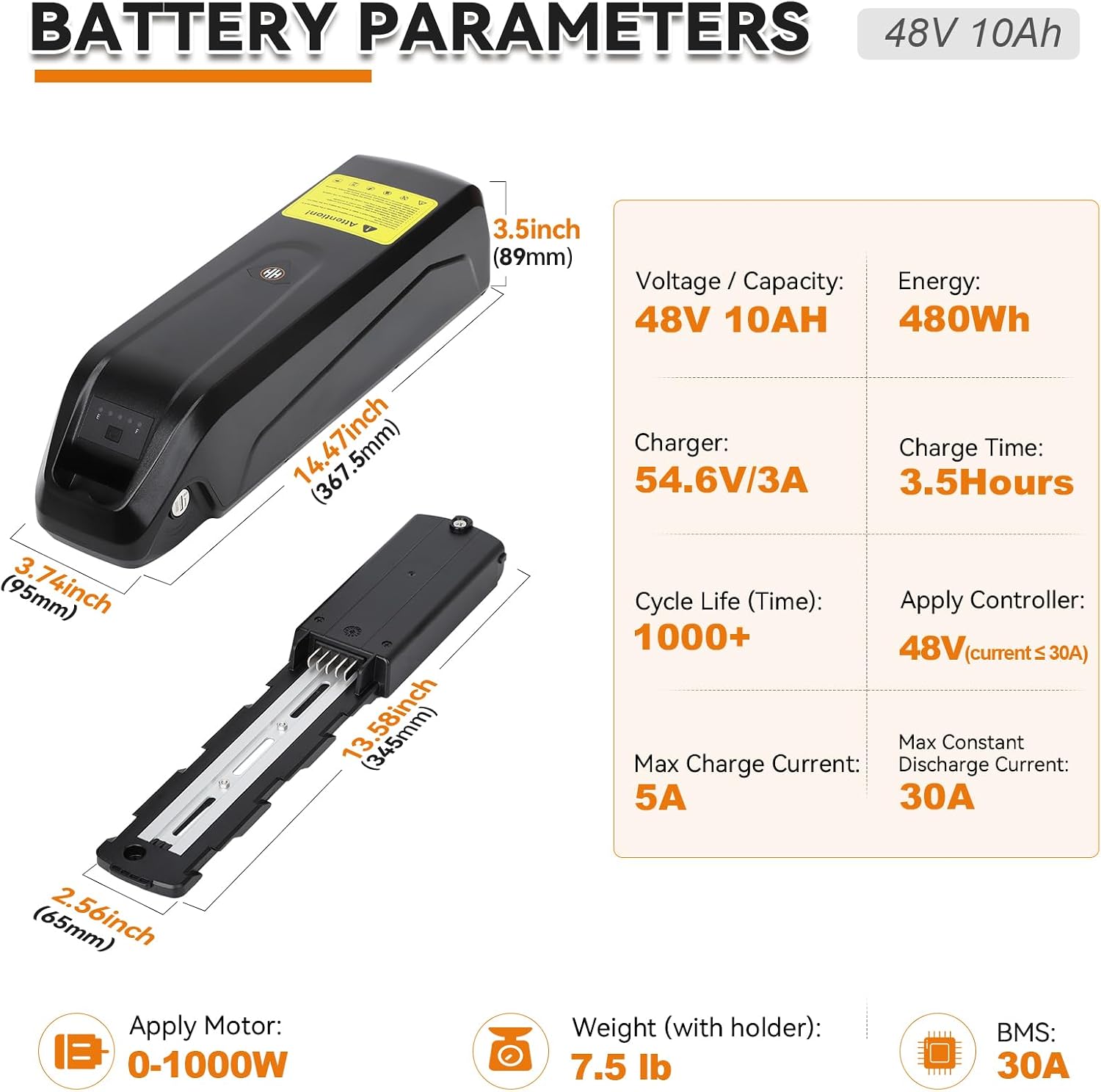 48V 10Ah 15Ah 20Ah B a ttery Pack with 30A BMS 3A Fast Ch-arger 5Pin Base for 48V Controller 250W 350W 500W 750W 1000W Motor