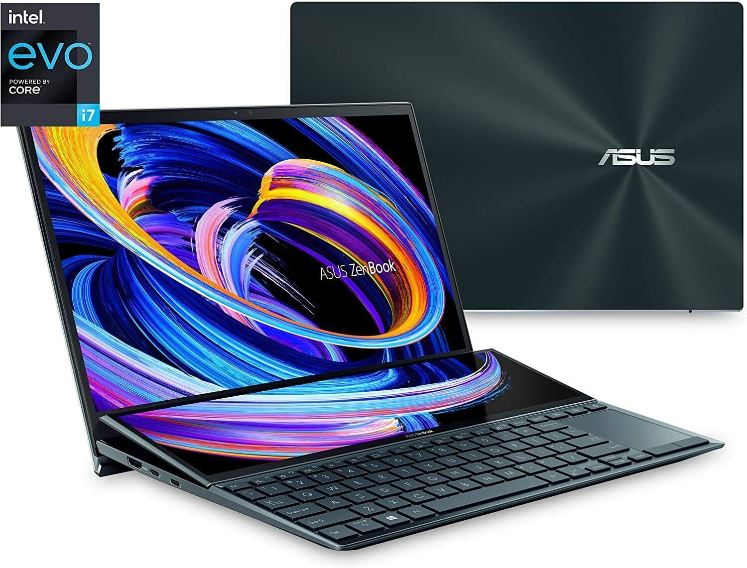 ZenBook Duo 14 UX482 14” FHD Touch Display, Intel Evo Platform, Core i7-1195G7, 8GB RAM, 512GB PCIe SSD, ScreenPad Plus, Windows 10 Home, WiFi 6E, Celestial Blue, UX482EAR-DB71T