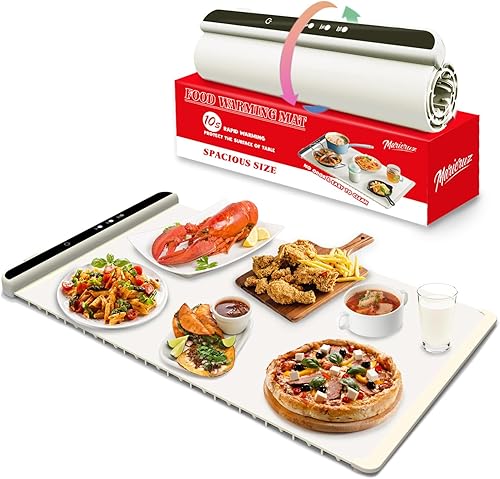 Bandeja eléctrica de calentamiento de alimentos para alimentos, temperatura de 3 niveles y temporizador de 4 horas, apagado automático, bandejas de