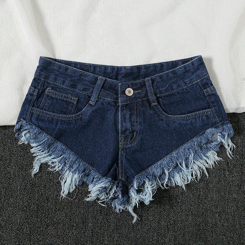 Short en jean taille basse coupe coréenne originale en denim léger