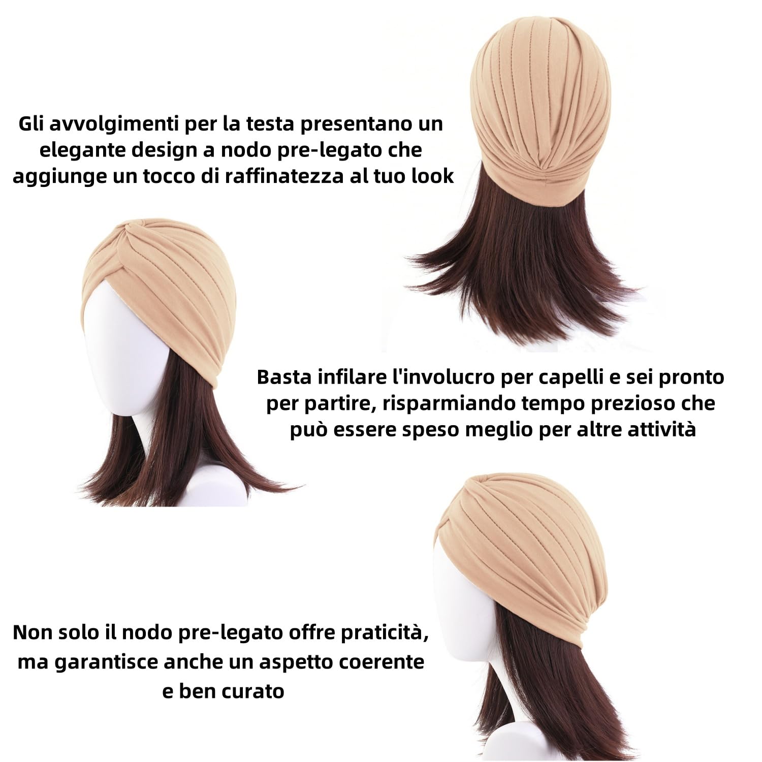 Voarge 4 szt. Turban kapelusz, damska bandana chemioterapia, miękka, dla kobiet z wypadaniem włosów
