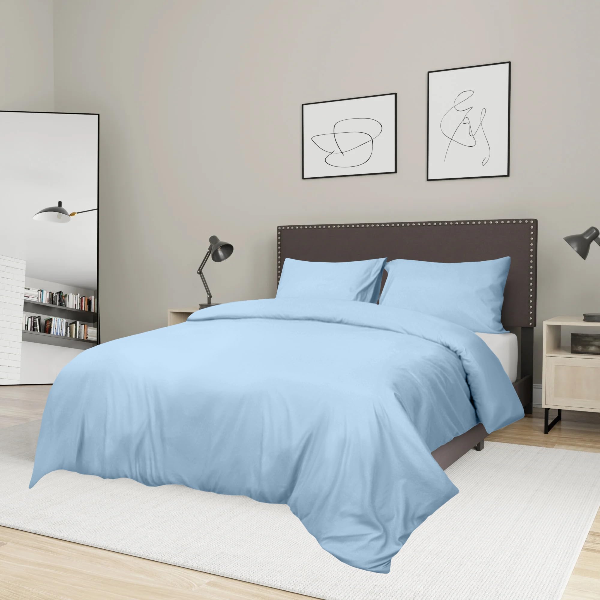 Sapphire Collection Bedding Duvet Cover Soft Brushed Microfibre Duvet Cover with Pillowcases Bedding Quilt Cover Set Wrinkle free (Sky Blue - Image 4