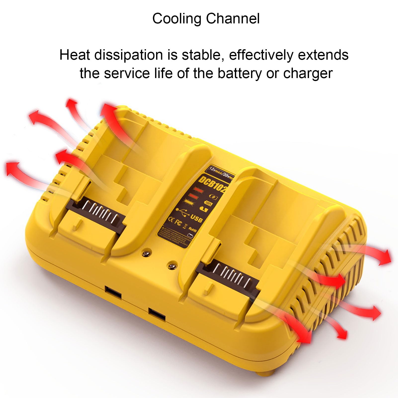 Zerodis Stazione di Ricarica per Utensili Elettrici a Doppia Porta, Caricabatterie Universale con Avanzato di Dissipazione del Calore per Batterie Agli Ioni di Litio da 12 (Spina europea)