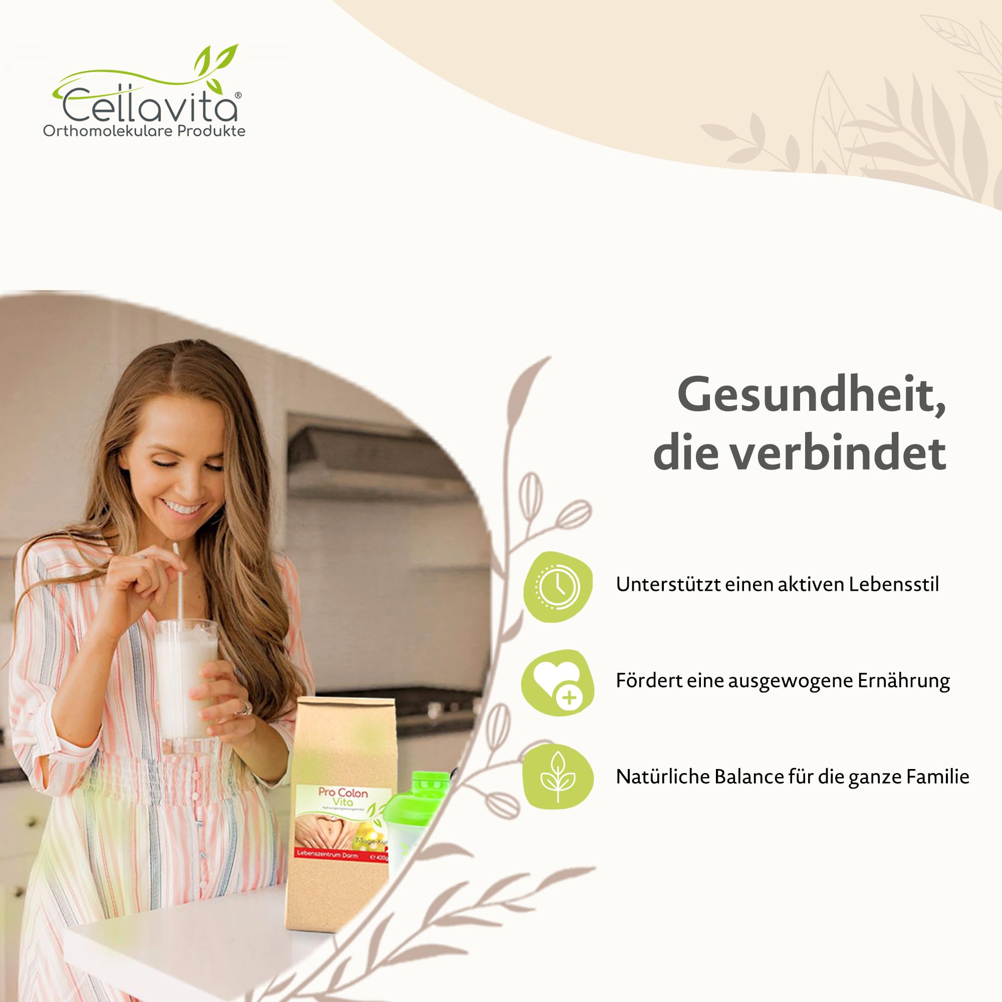 Cellavita Pro Colon Vita "Lebenszentrum Darm" Kur | inkl. Shaker | Flohsamenschalen, Erbsenprotein, Cassia-Fistulapulver uvm. | hochdosiert & VEGAN | 2-Wochen Kur 2x 420g Pulver (840g)