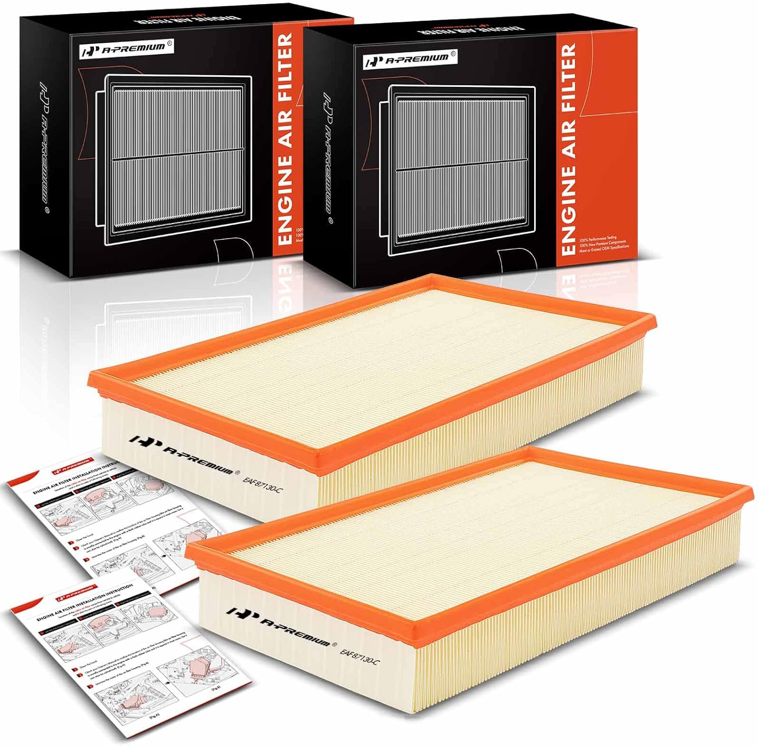 A-Premium 2-PC Engine Air Filter Compatible with Volvo S80 1999 2000 2001 2002 2003 2004 2005 2006