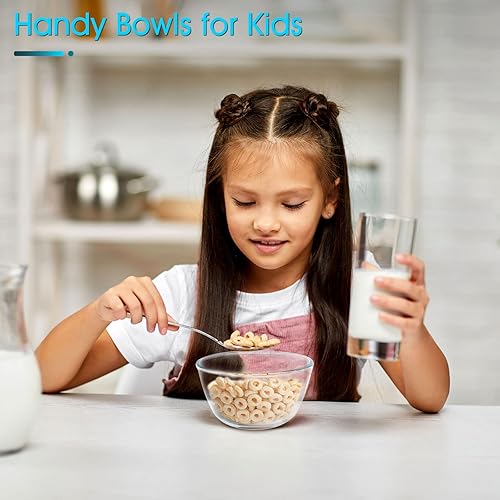 Miniatura 6 de NUTRIUPS Juego de 3 cuencos de vidrio pequeños de 16 onzas, cuencos de vidrio para cereales, cuencos de vidrio para avena, helado y fruta (4.5