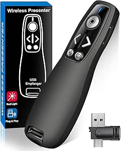 USB Type C Presentation Clicker Wireless Presenter Remote for PowerPoint, Powerpoint Clicker with Volume Control PowerPoint Slide Advancer for Mac, Computer, Laptop