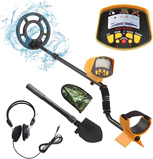 Underground Metal Detector for Kids Adults, BTMETER Waterproof Gold Detecting Kit Search Silver Bronze with High Sensitive Detect Coil, Headphones & Foldable Military Shovel Included