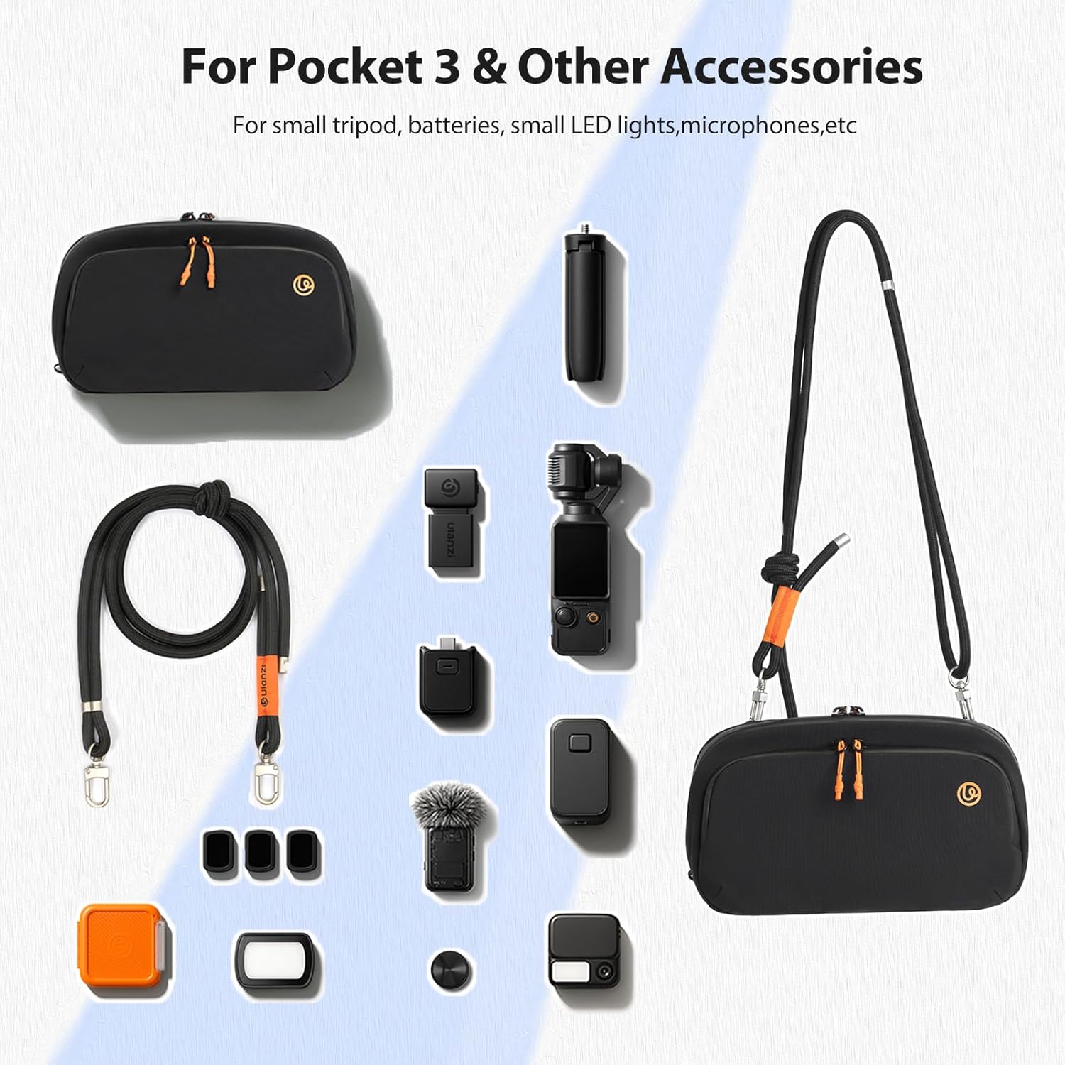 ULANZI YY08 Carrying Bag for DJI Osmo Pocket 3,Splashproof Portable Storage Carry Case, Protective for DJI Osmo Pocket 3 Creator Combo Accessories, Small LED Lights, Microphones & Action Cams (Black) - Image 2