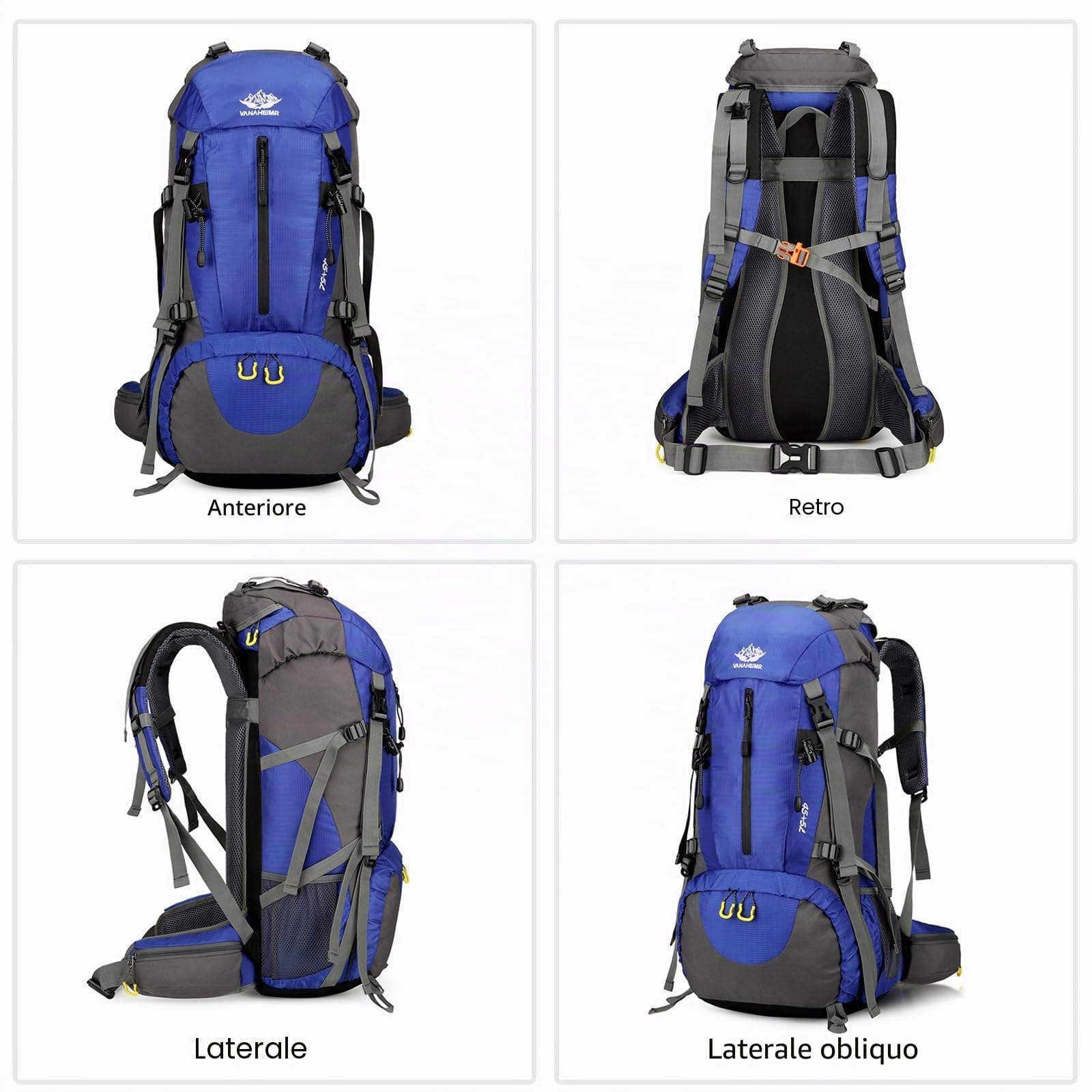 50L Zaino da Trekking Zaino Impermeabile Zaini con Copertura per la Pioggia Hiking Backpack per Donna Uomo Escursionismo Campeggio Arrampicata Viaggio Nero