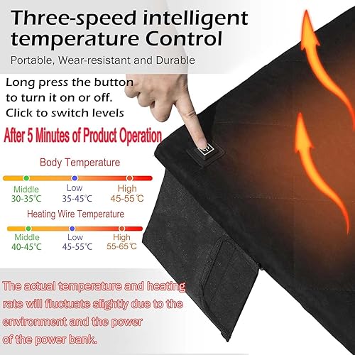 Miniatura 3 de ZUPIIY Cojín de asiento de estadio con calefacción para exteriores, asientos plegables portátiles para gradas, 3 niveles de calefacción, sin banco