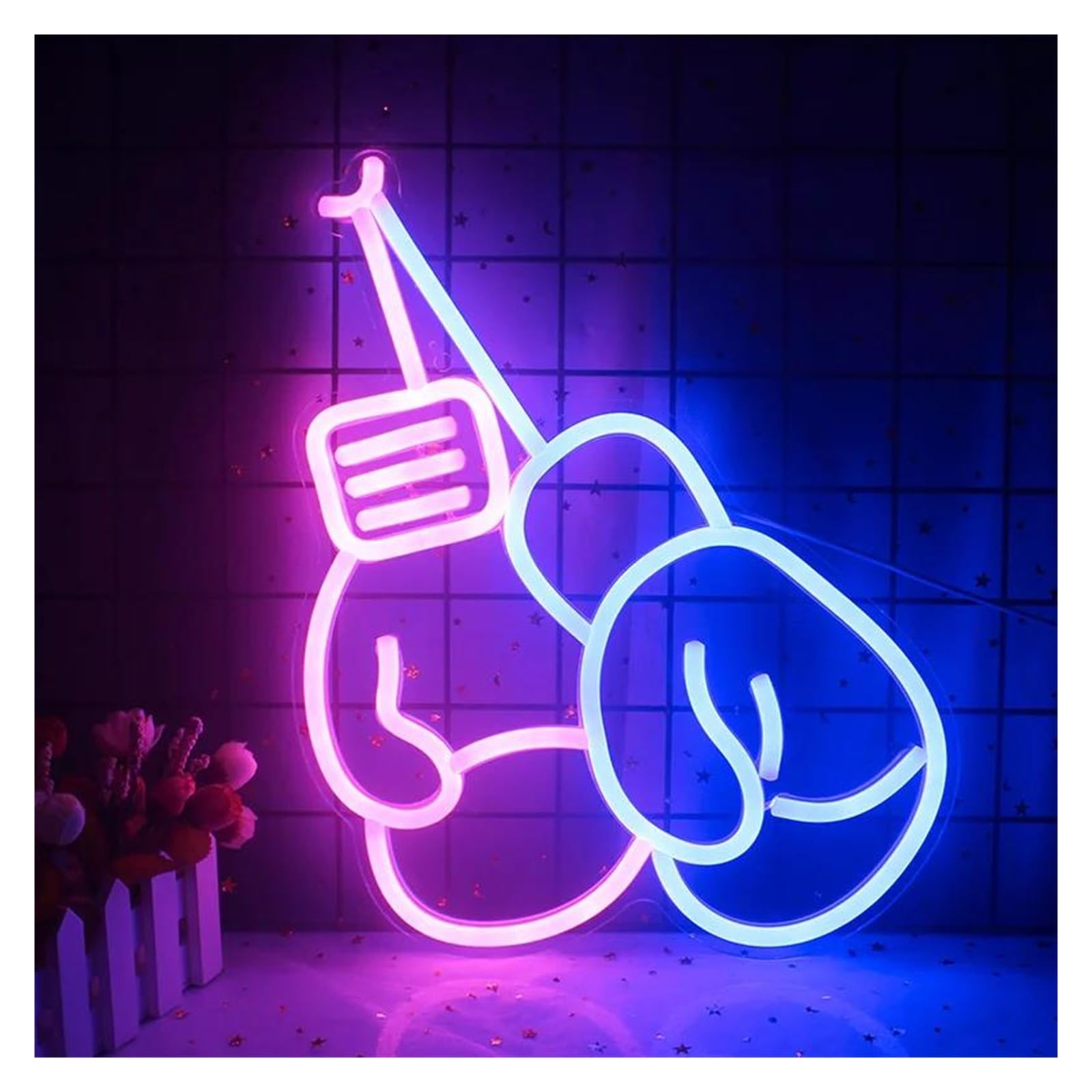SHOUXI Sign Lamp Neon Light Dumbbel Boxing Gloves Neon Sign Room Decor Room Sign 40x28cm