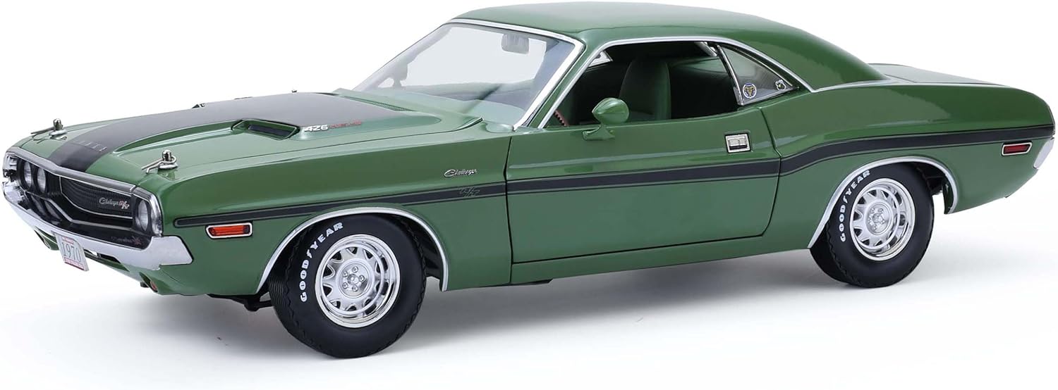 Greenlight 1970 R/T Hemi F8 Green with Black Stripes and Green Interior Mr. Norm's Challenger 1/18 Diecast Model Car 13700