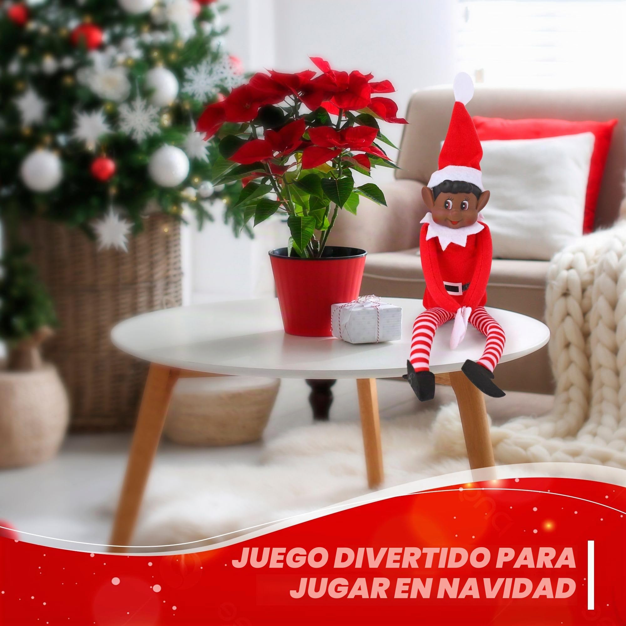 Elves Behavin' Badly Elfos se comportan Mal Elfo de Color de 12 Pulgadas con Cara de Vinilo y Cuerpo Suave - Elfo Travieso de Navidad (Elf Negro)