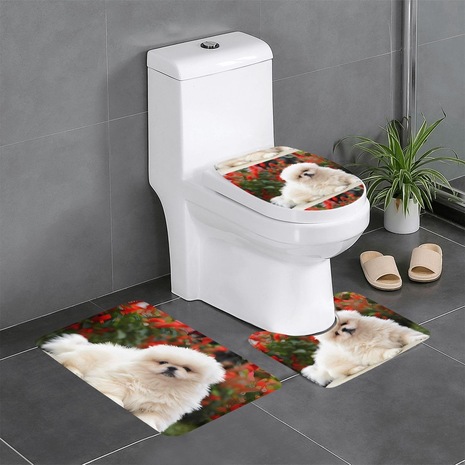 Tapis de sol lavable motif chien pour toilettes et bains