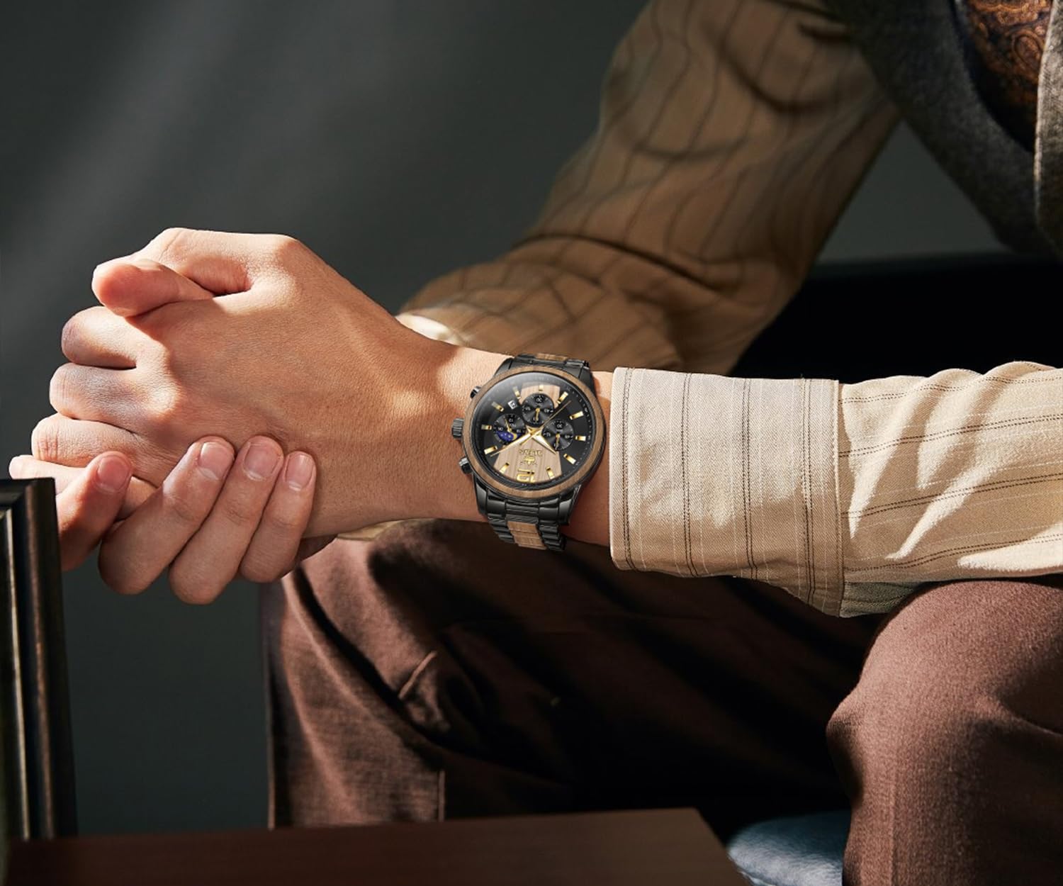 OLEVS Uhr Herren Automatik, Automatik Uhr Herren mit Mondphasenanzeige & Offenem Herzwerk, wasserdichte Herrenuhr Automatik Edelstahl, Uhren Herren für Alltag & Feierlichkeiten
