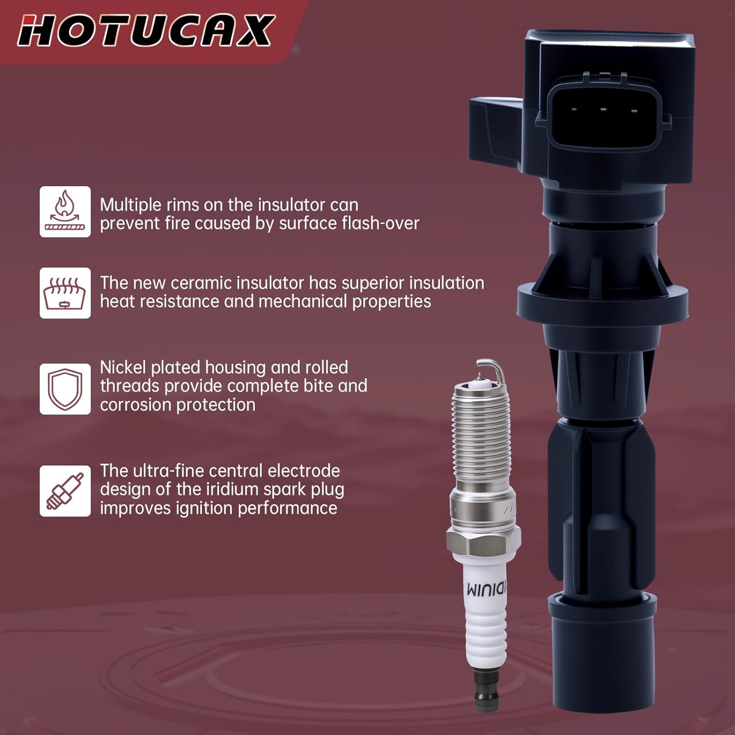 Ignition Coils UF540 & Spark Plug Compatible withMazda 3 CX-7 CX7 Mazda 6 MX-5 2.0 2.5 L4 2006 2007 2008 2009 2010 2011 2012 2013, Replaces C1683 UF540, 4PCS