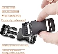 Vista 4 de Quick Release Buckle 1 Inch: Nylon Strap Buckles Adjustable 4 Pcs, Tri-GlideSlide Clip 8 Pcs (Black, Buckles Strap 1 Inch)