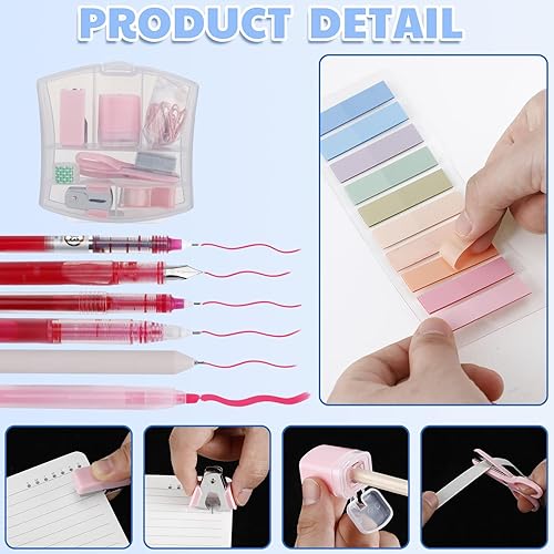 Miniatura 3 de Mini kit de suministros de oficina incluye dispensador de cinta grapadora, removedor de grapas, clips de papel, grapas de tijera, sacapuntas, nota,