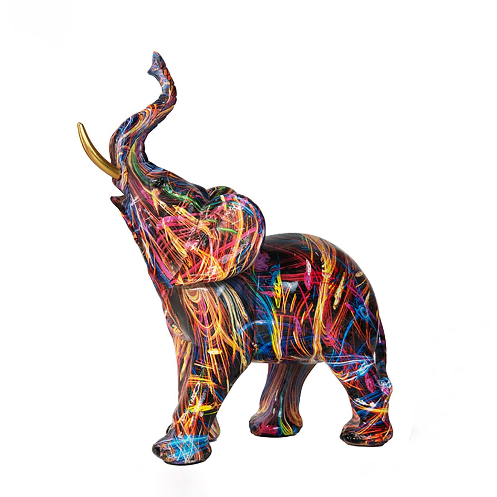 Dytartzx Elephant Sculpture Decor, Creative Resin Colorful Graffiti Animal Desktop Ornament For Home & Office, Ideal Tabletop Decoration For Living Room Bookshelf Porch