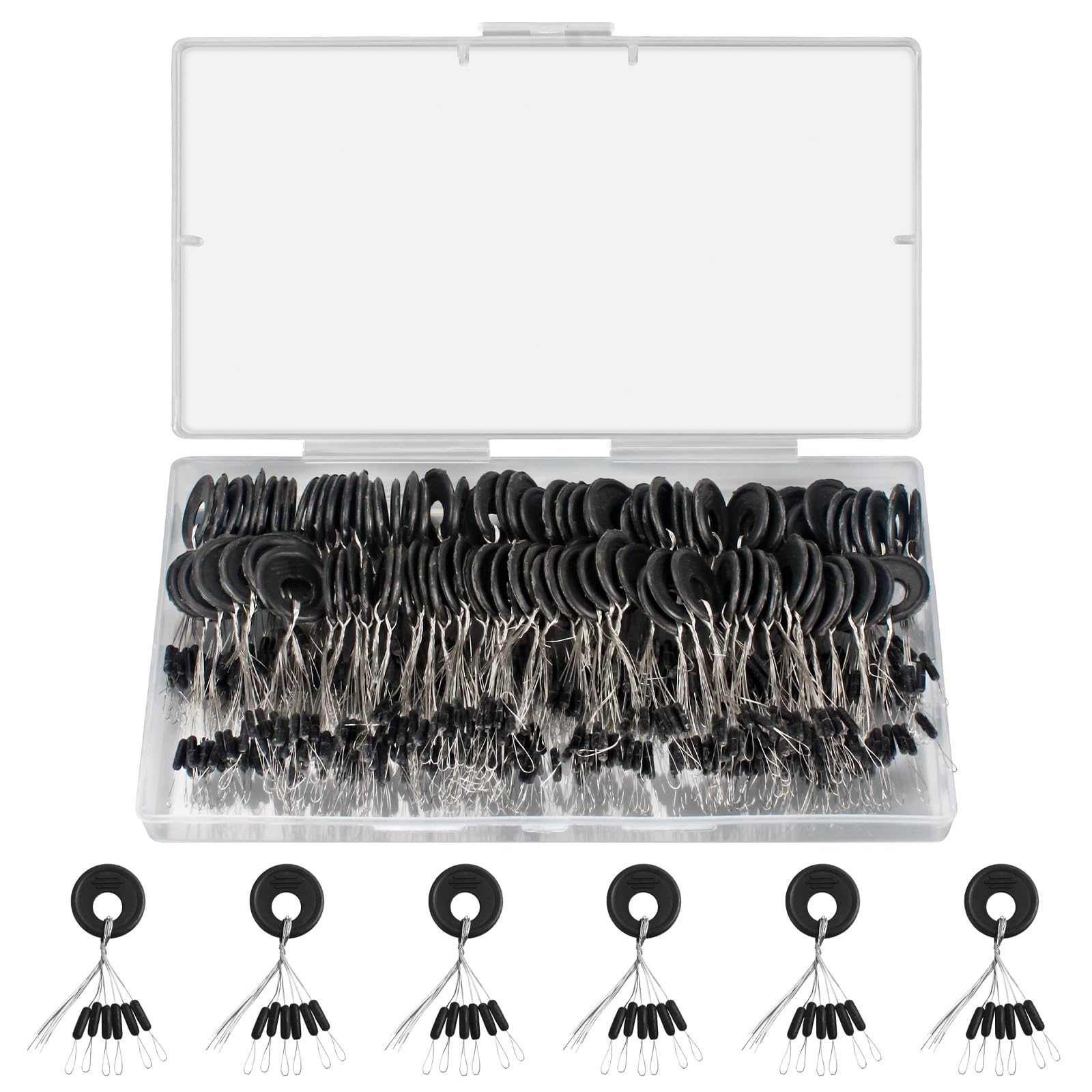 Lot De 600 Bouchons De Pêche 6 En 1 En Silicone Souple Pour Flotteur (L-600 Pièces, Rouge Et Ovale