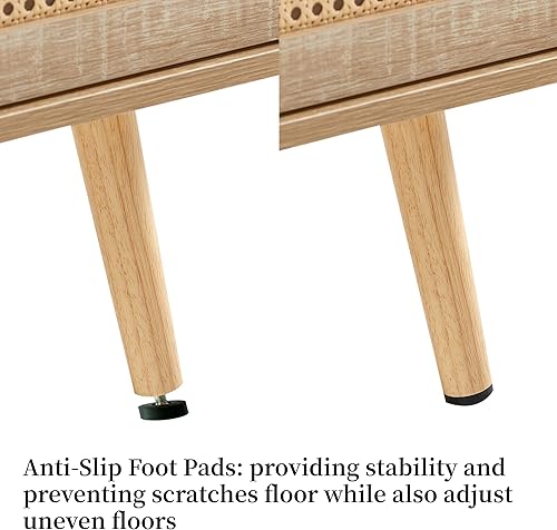 Miniatura 4 de Juego de mesa auxiliar y soporte de TV, puerta corredera de ratán natural estilo bohemio, mesa de centro de granja y soporte de TV con