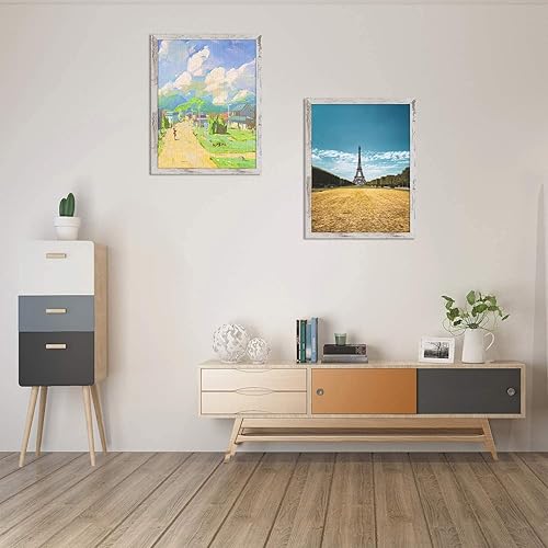 Miniatura 5 de Golden State Art, Portarretratos de 18 x 24 pulgadas, moldeado ancho, estilo rústico de grano de madera, ideal para mostrar fotos, rompecabezas,