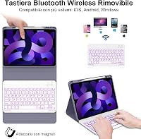 IVEOPPE iPad Air/Pro Bluetooth billentyűzet tok – olasz kiosztás, lila 4