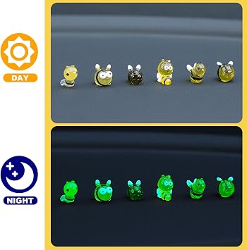 Rislobx Bee Car Dashboard Decorations, 6PCS Cute Luminous Bee Rearview Mirror Decor, Fun Car Interior Ornament Accessories for Women