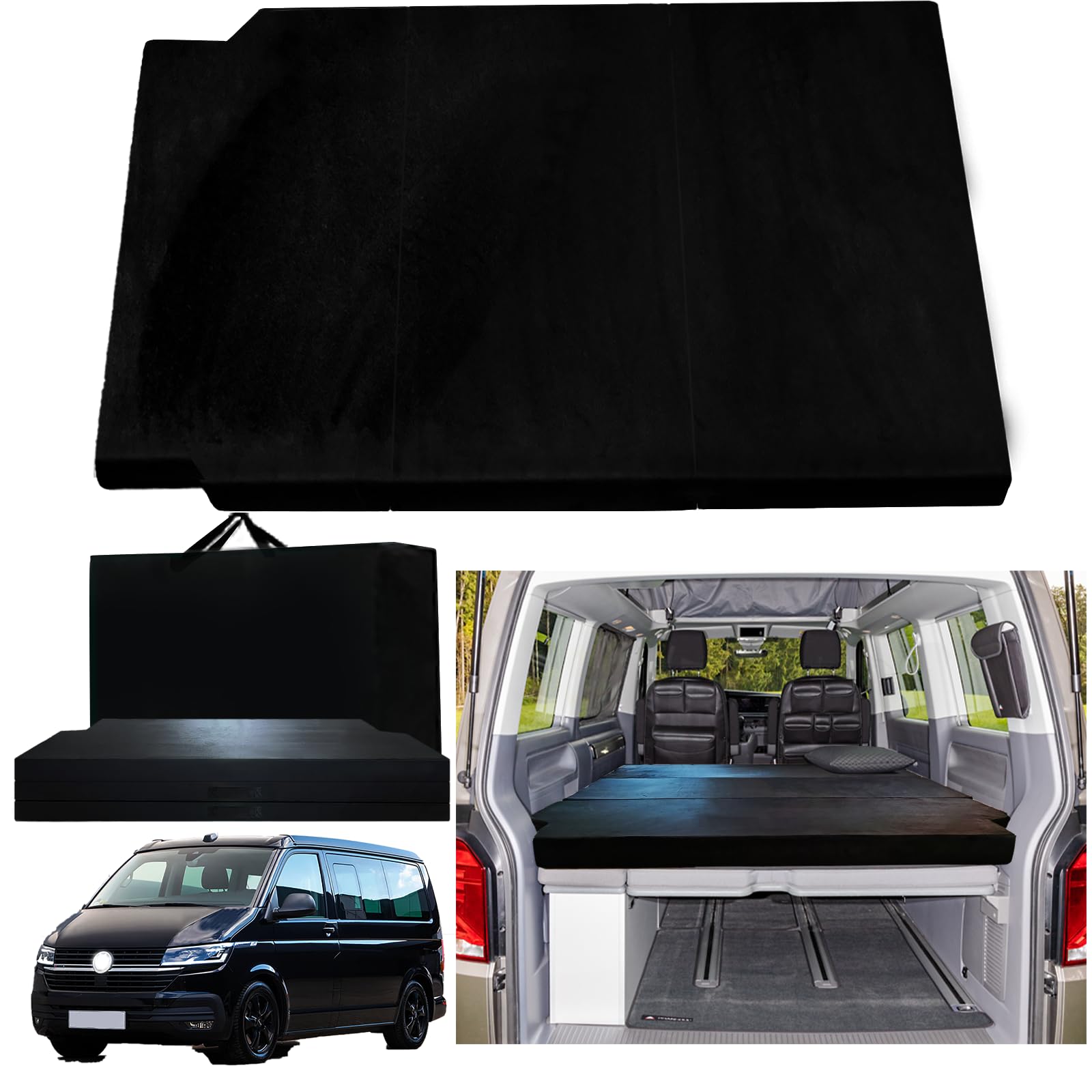 xxjolavv [Verdickte] tragbare Klappmatratze kompatibel mit VW T32 T4 T5 T6 T6.1 T7 Multivan California Beach Caravelle und Transporter 186 * 148 * 8cm Wohnmobil Camper zubehör