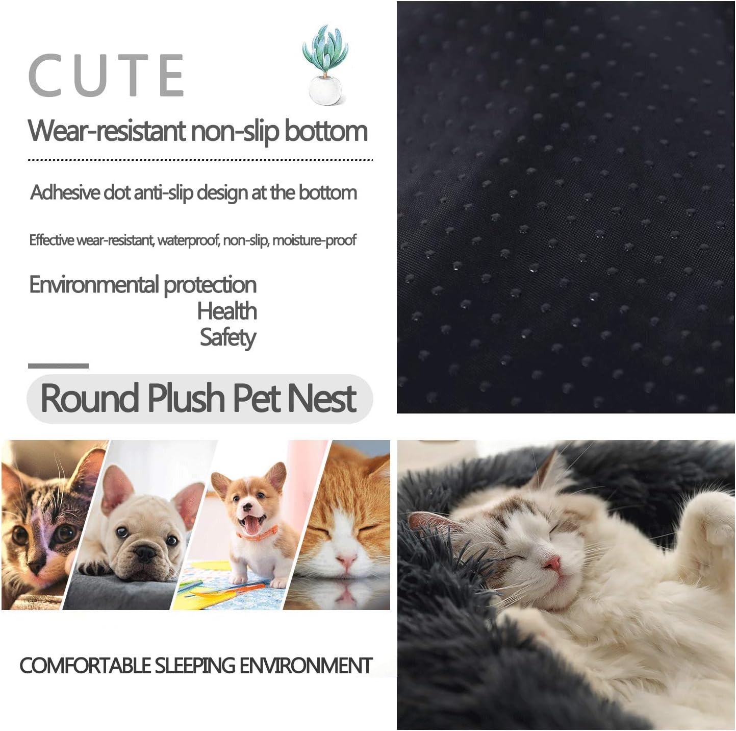 XZKING Calming Dog Bed for Small Medium Dogs, Fluffy Round Donut Dog Bed, Washable Anti Anxiety Large Dog Beds
