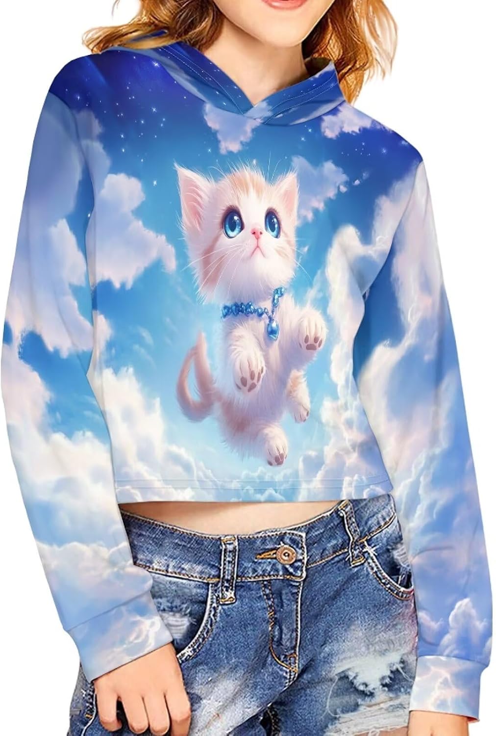 Long Sleeve Crop Tops for Girls Kids' Fashion Hoodies & Sweatshirts Kawaii Clothes